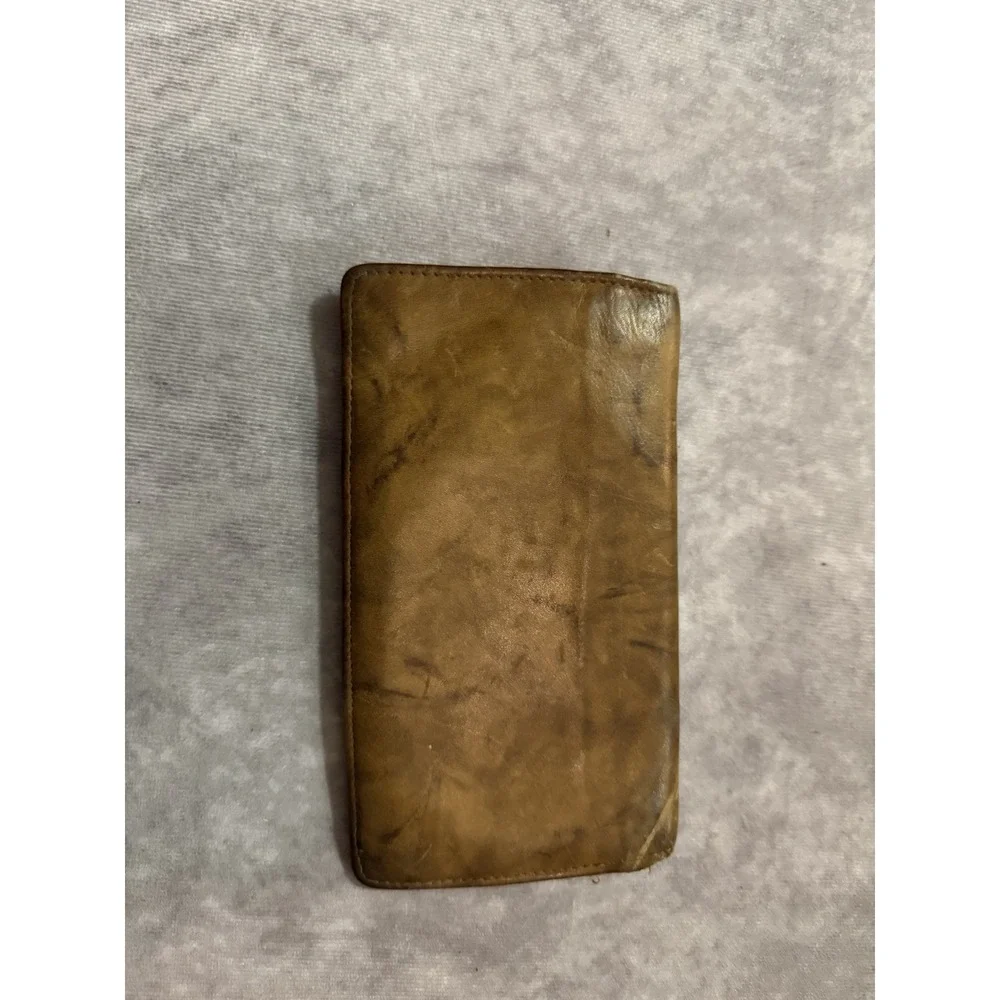 Sandlewood Cowhide 1970s Leather Men's Brown Solid Bifold Wallet w/ Logo